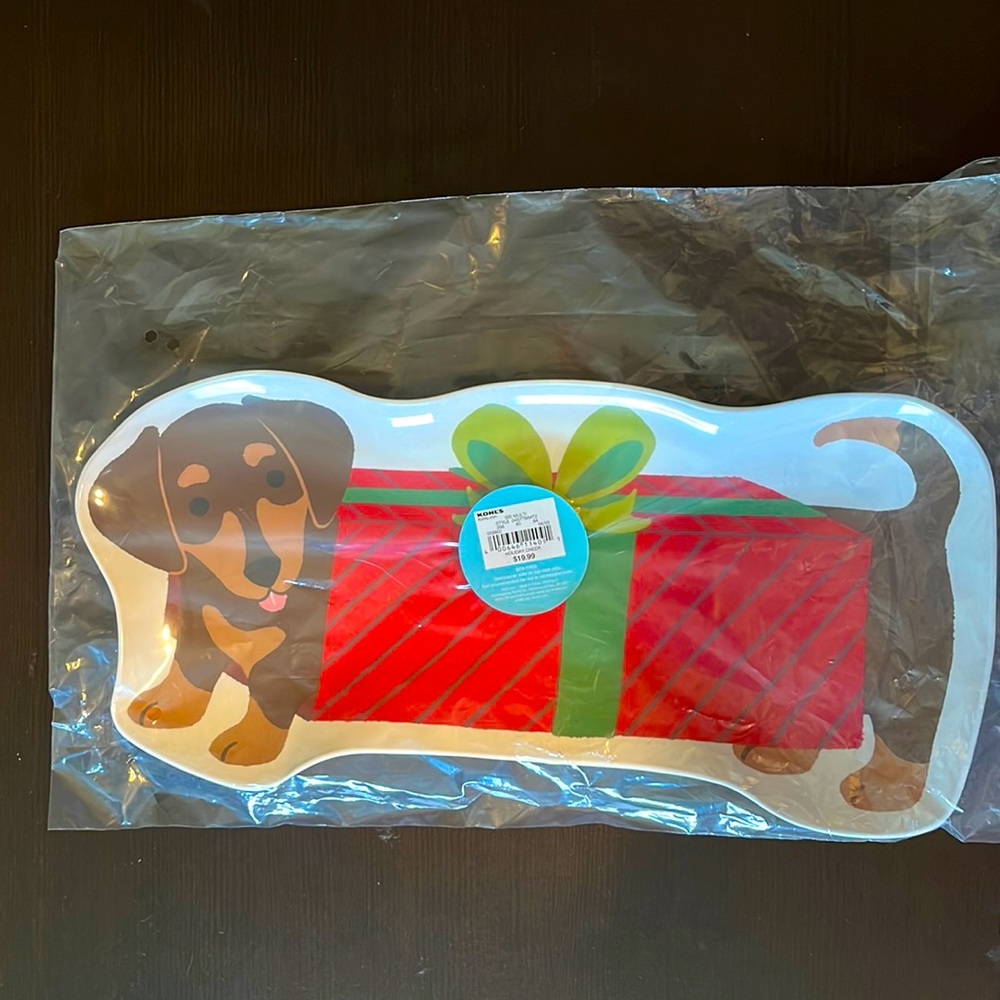 Kohl’s Dachshund Merry Christmas serving tray